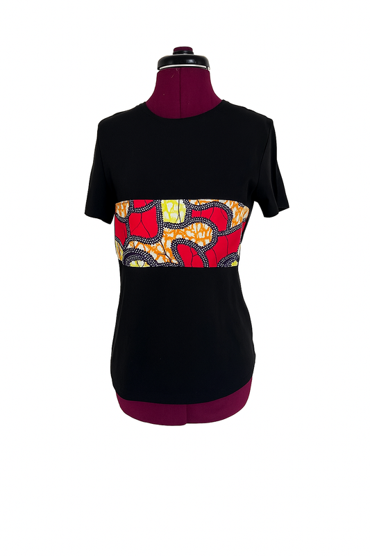 Black T-Shirt with African Print